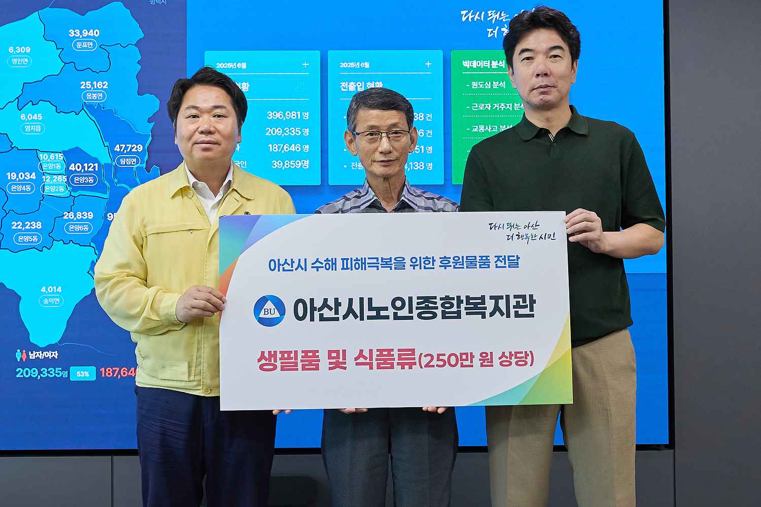 2025.07.28.아산시노인종합복지관, 수해피해 극복을 위한 2백만원 상당 생필품 등 전달