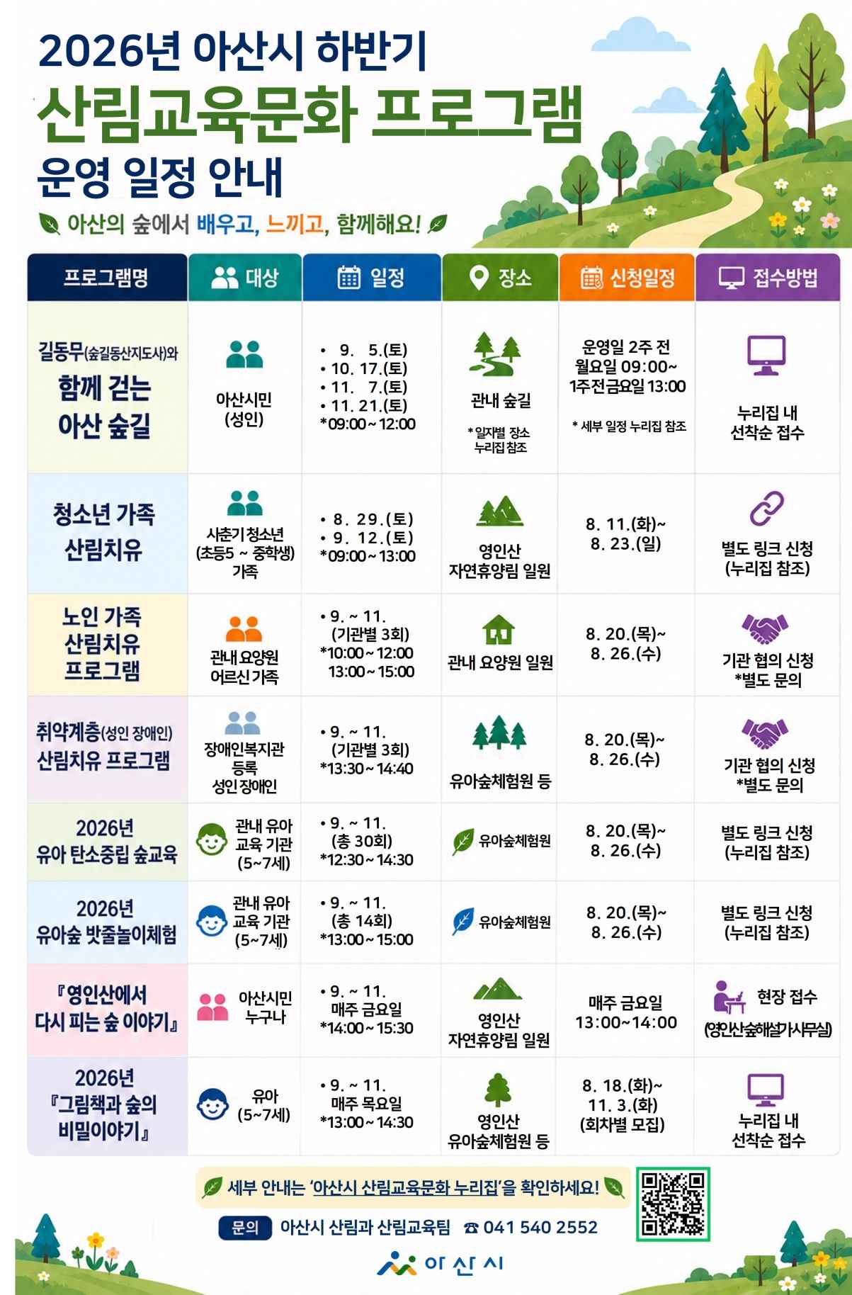 유아부터 어르신까지… 아산시, 하반기 산림교육문화 프로그램 운영